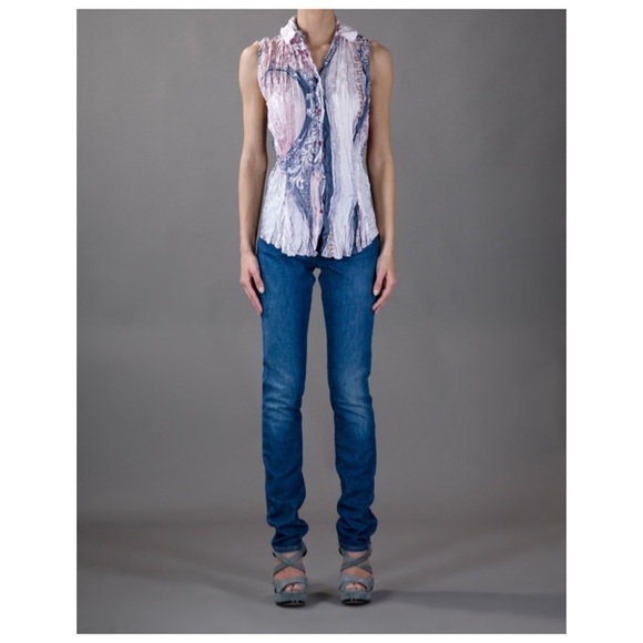 Acne Studios Needle Marine High Rise Jeans Women’s Size 26 Blue Cotton Blend - Picture 1 of 15